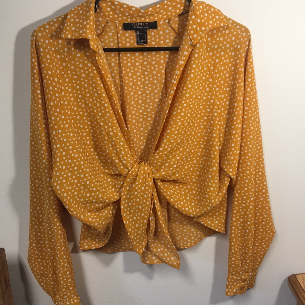 Polka Dot Tie-Front Top